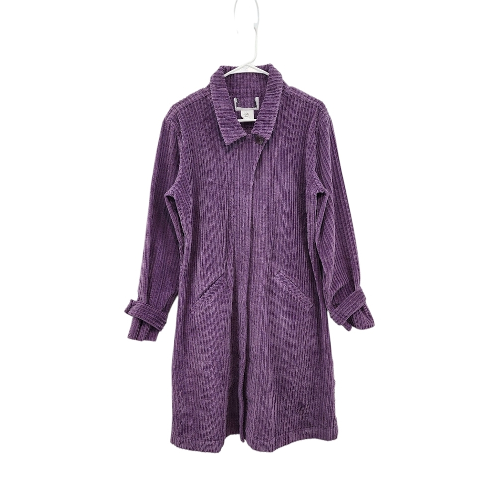 Flax Women's Vintage Long Sleeve Linen Blend Corduroy Coat - S
